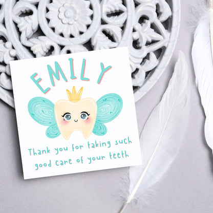 Personalised Tooth Fairy Card for Child, Well Done Dentist Card, Tooth Fairy for Grandchild, Custom Name Card for Children