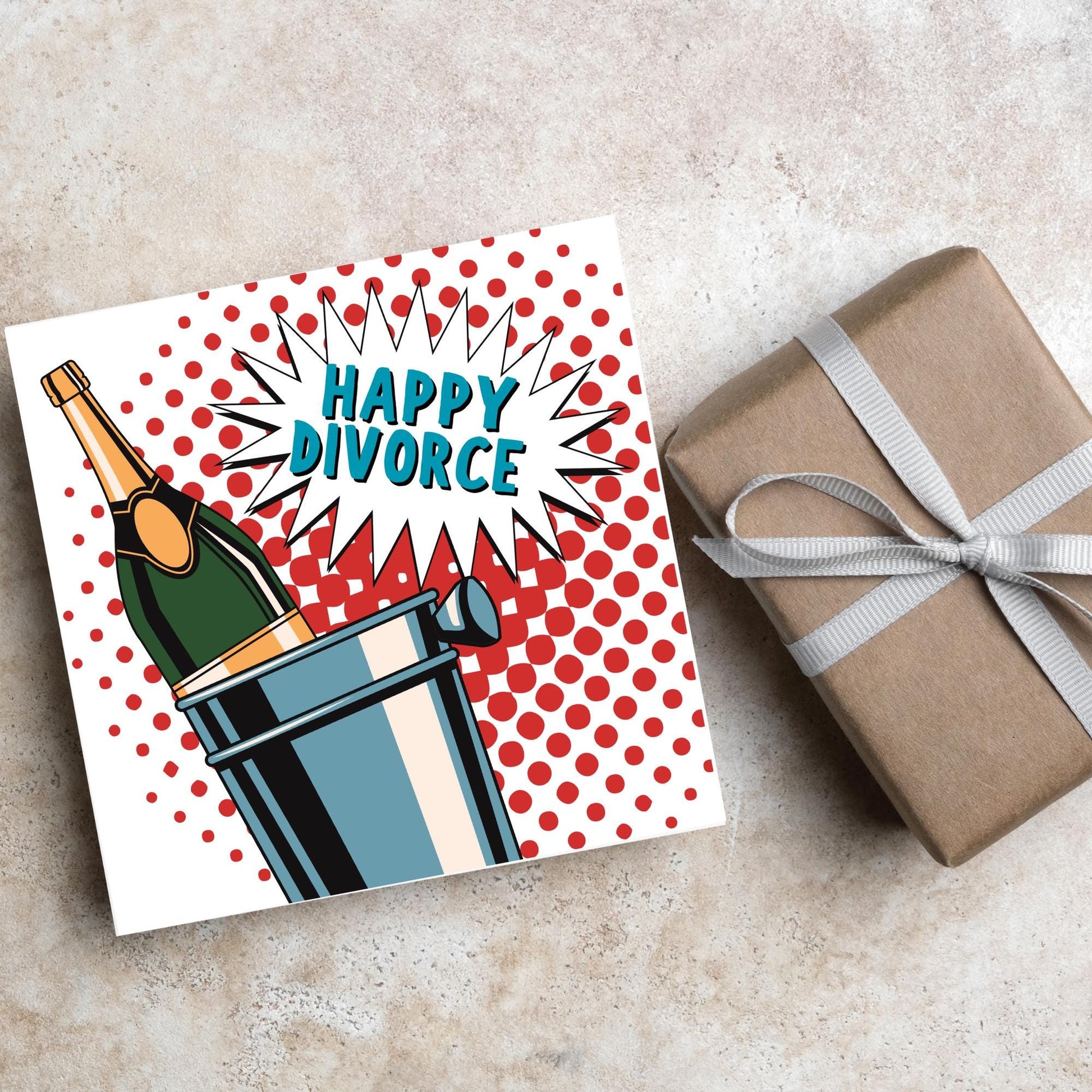 Pop Art Divorce Card: Bright, Bold, Modern Design