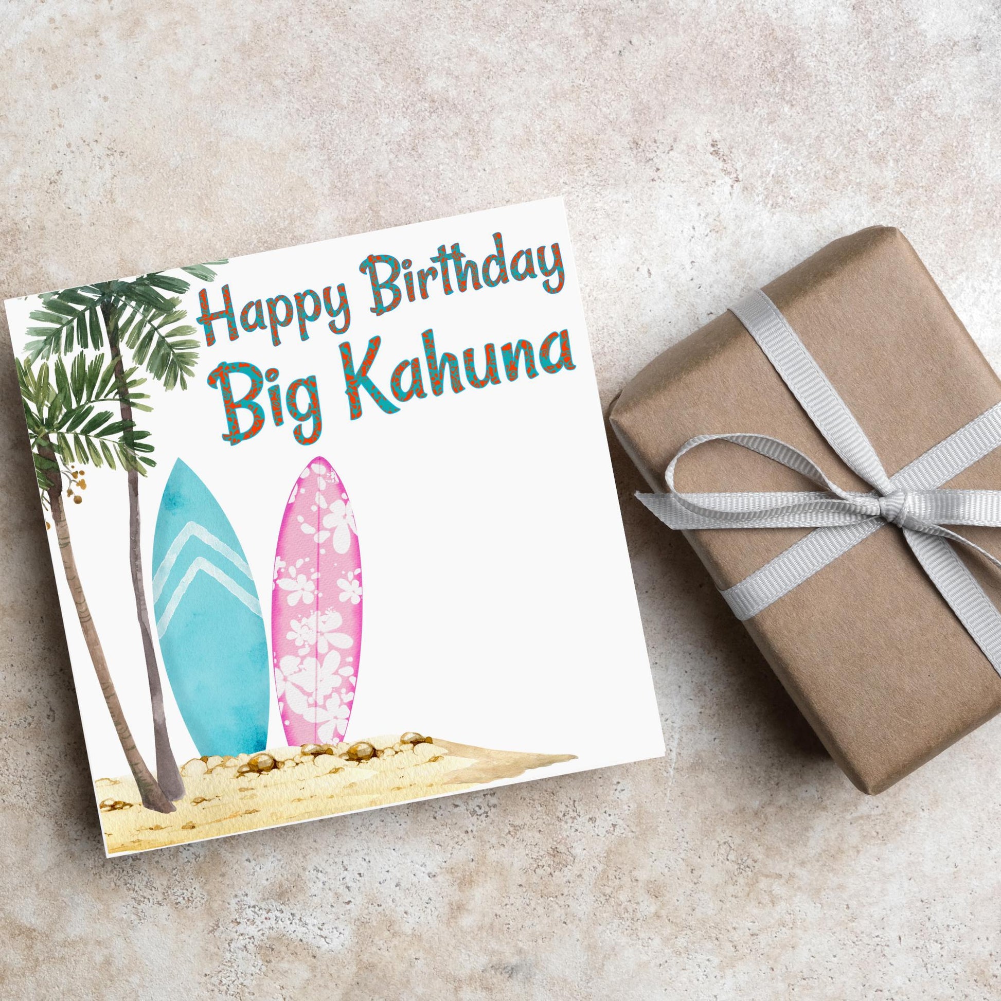 Big Kahuna Surfing Birthday Card, Sport Card, Surfer Birthday Card, Card for Him, Card for Her, Surf Board, Card for Surfer, Water Sport