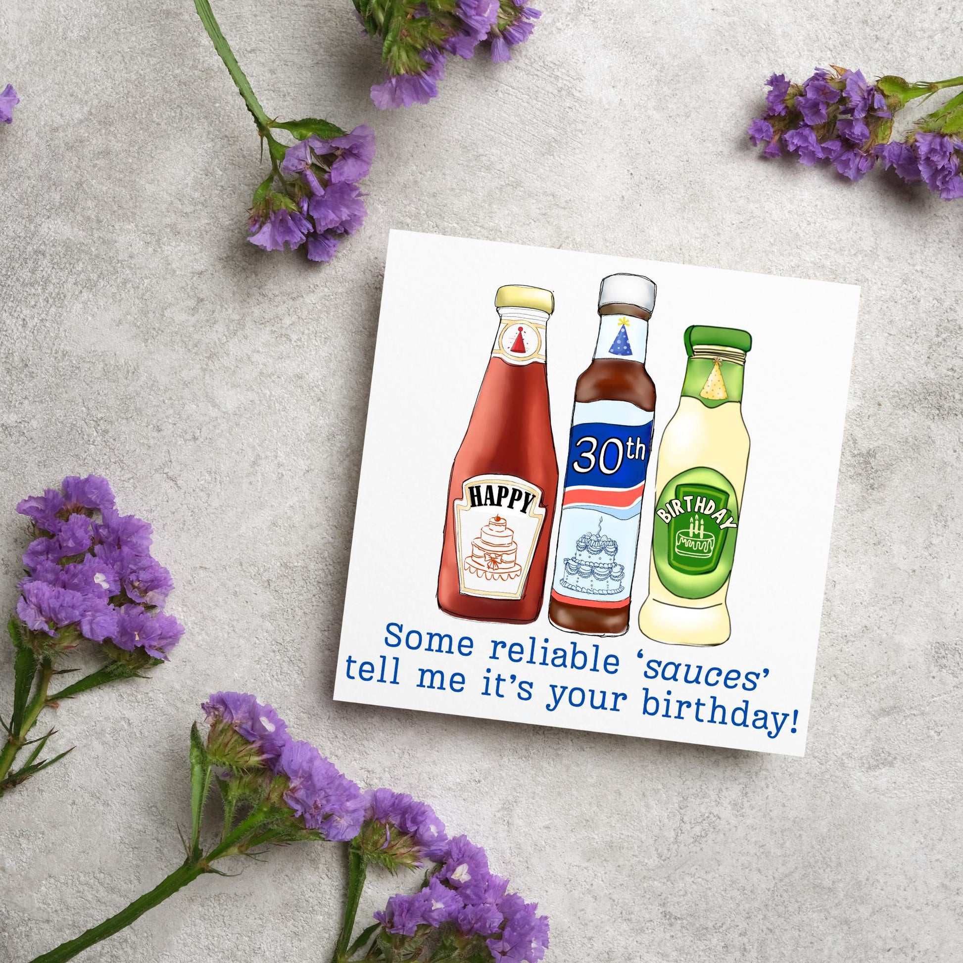 British Humour Birthday Card, Ketchup, Salad Cream, Brown Sauce Personalised Age Birthday Card, Card for Dad, Funny Card for Brother