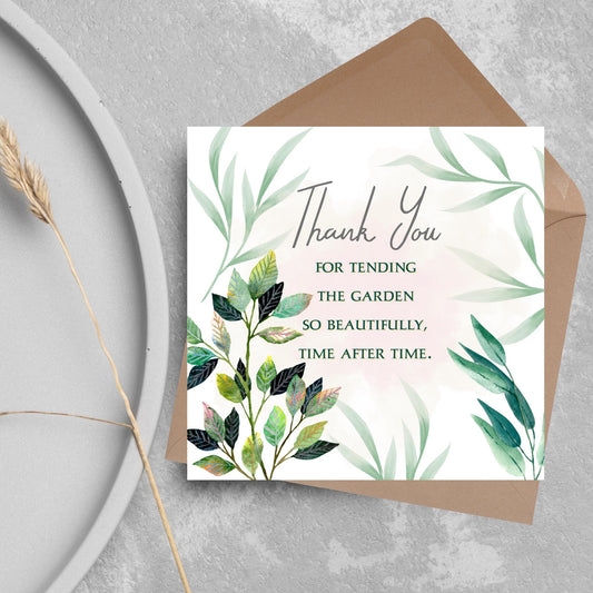 Thank You Card for Gardener, Gardening Thank You Card, Groundskeeper Card, Warden Card, Caretaker Card, Tree Surgeon Thank You Card