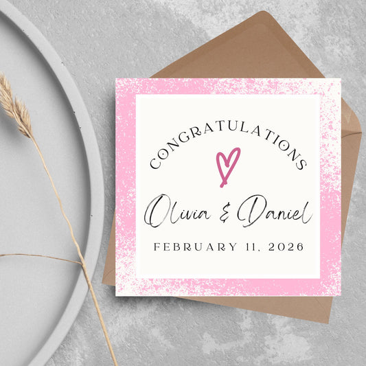 Personalised Wedding Congratulations Card, Wedding Day Card, Card for Couple, Customised Wedding Card, Name and Date Card, Wedding Gift