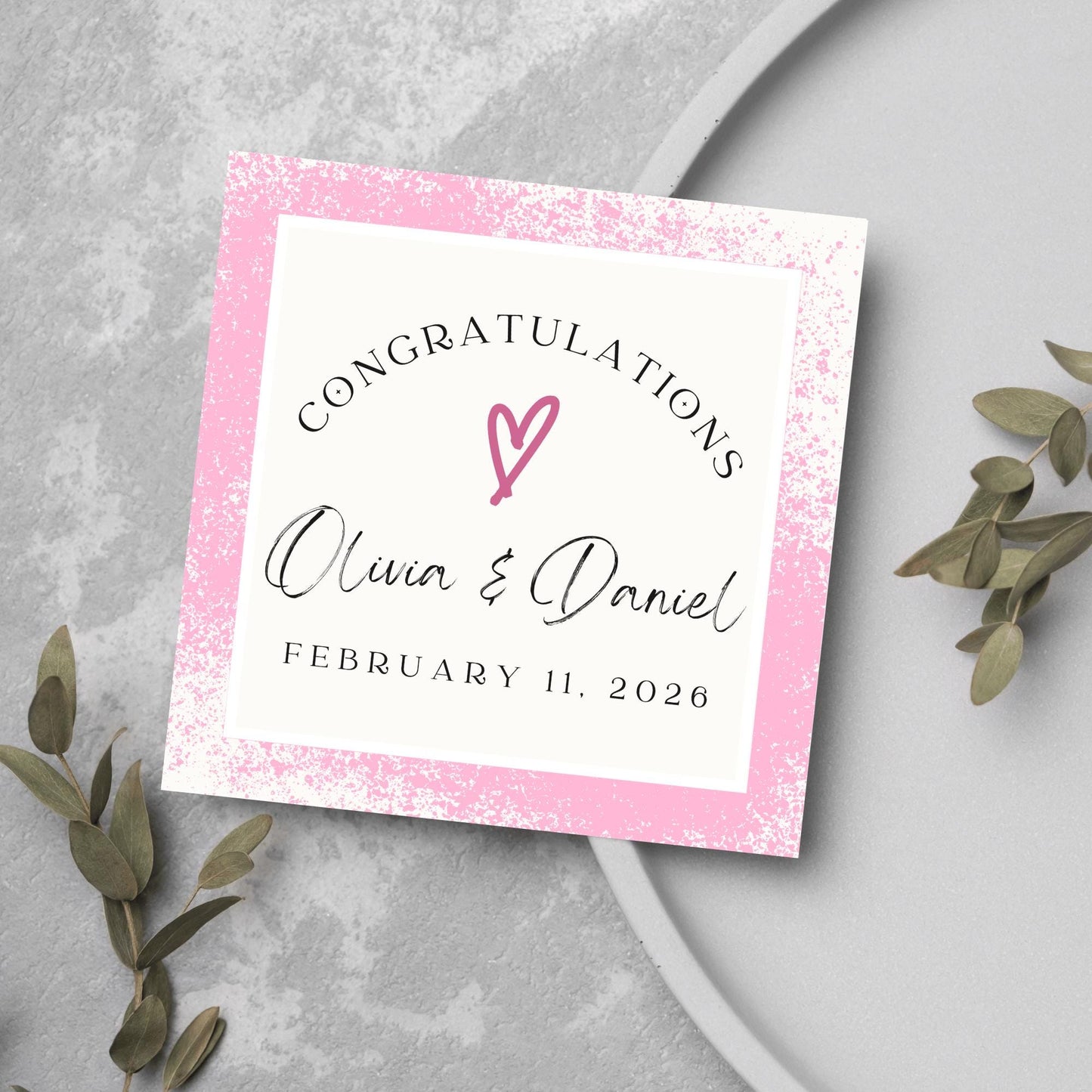 Personalised Wedding Congratulations Card, Wedding Day Card, Card for Couple, Customised Wedding Card, Name and Date Card, Wedding Gift