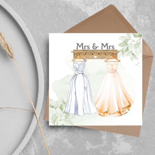 Mrs and Mrs Wedding Card, Gay Wedding Celebration Card, LGBTQ+ Wedding Day Card, Pride Wedding, Gay Marriage Card, Just Married, Gay Couple