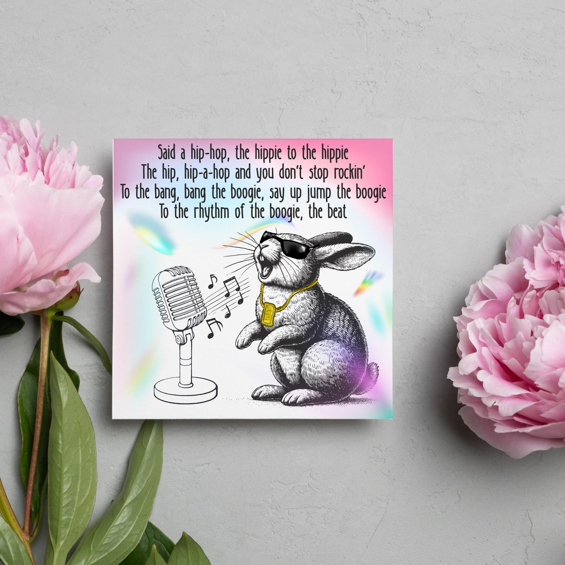 Hip Hop Bunny Card, Fun Party Card, Rabbit Card, Animal Themed Birthday, Rapper's Delight Card, Sugarhill Gang Card, Rap Card, Karaoke Card