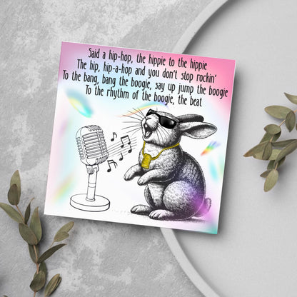 Hip Hop Bunny Card, Fun Party Card, Rabbit Card, Animal Themed Birthday, Rapper's Delight Card, Sugarhill Gang Card, Rap Card, Karaoke Card