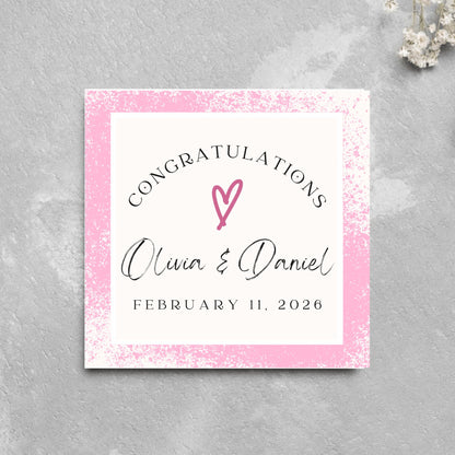 Personalised Wedding Congratulations Card, Wedding Day Card, Card for Couple, Customised Wedding Card, Name and Date Card, Wedding Gift