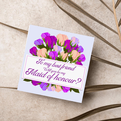 Personalised Bridesmaid Card, Will You Be My Bridesmaid? Maid of Honour Card, Flower Girl Card, Card for Bridesmaid, Customised Card