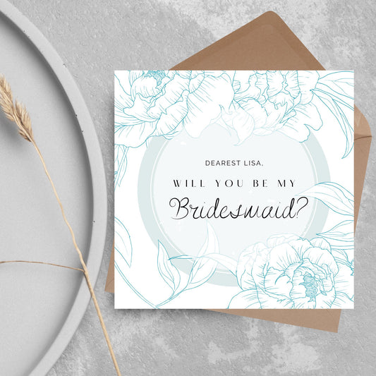 Personalised Bridesmaid Card, Will You Be My Bridesmaid? Maid of Honour Card, Flower Girl Card, Card for Bridesmaid, Customised Card
