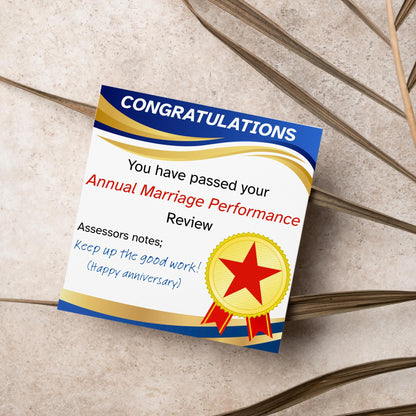 Funny Anniversary Card, Wedding Anniversary, Wedding Certificate, Card for Husband, Congratulations Card, Anniversary Card for Office Worker