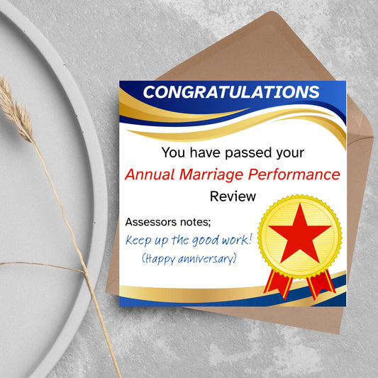 Funny Anniversary Card, Wedding Anniversary, Wedding Certificate, Card for Husband, Congratulations Card, Anniversary Card for Office Worker