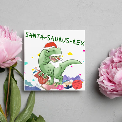 Dinosaur Christmas card, Tyrannosaurus Rex Xmas Card, T Rex, Cards for Him, Cards for Her, Cards for kids, Funny Childrens Christmas Card