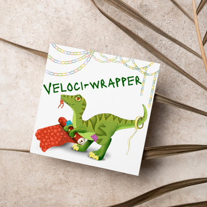 Dinosaur Christmas card, Velociraptor Xmas Card, Cards for Him, Cards for Her, Cards for kids, Funny Childrens Christmas Card, Pun Card