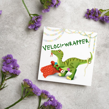 Dinosaur Christmas card, Velociraptor Xmas Card, Cards for Him, Cards for Her, Cards for kids, Funny Childrens Christmas Card, Pun Card