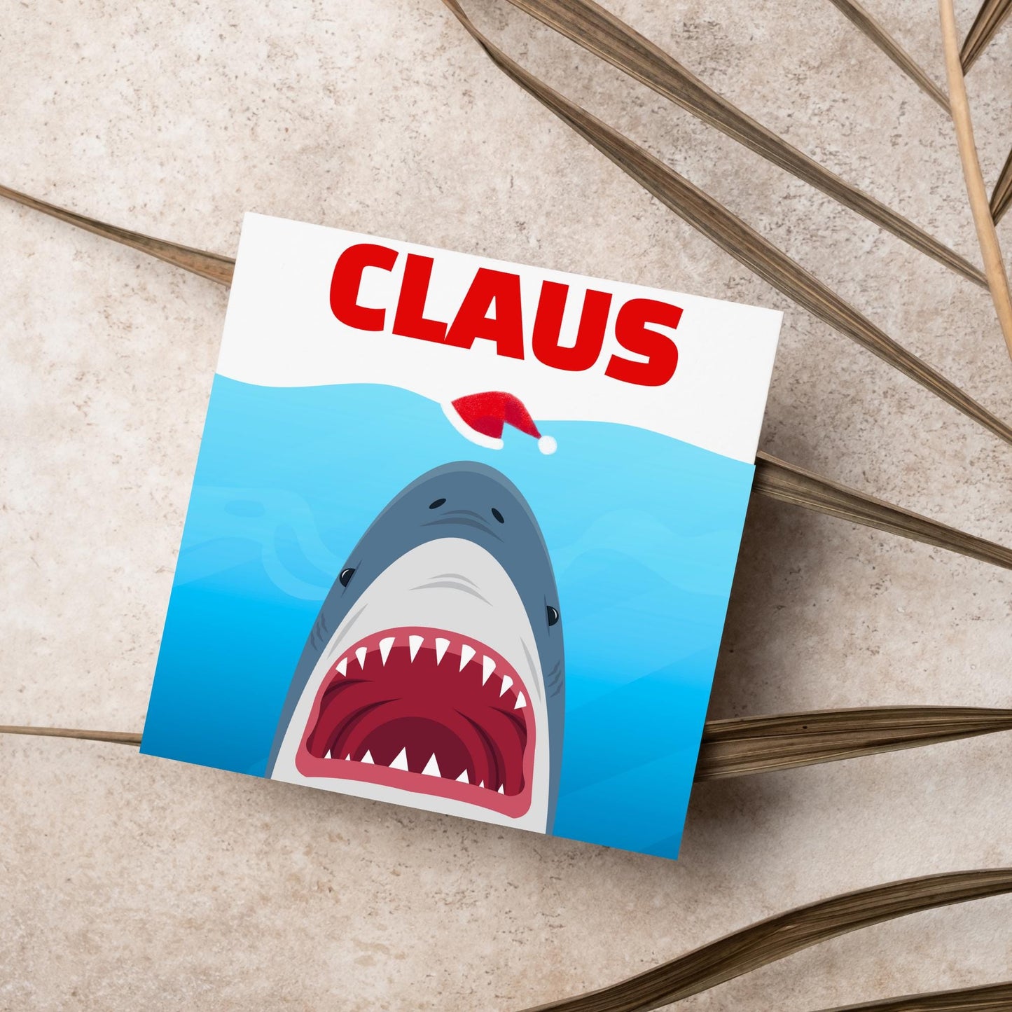 Shark Christmas card, Claus Xmas Card, Movie Spoof Card, Cards for Shark Lovers, Card for Movie Buff, Funny Christmas Card for Dad, Pun Card