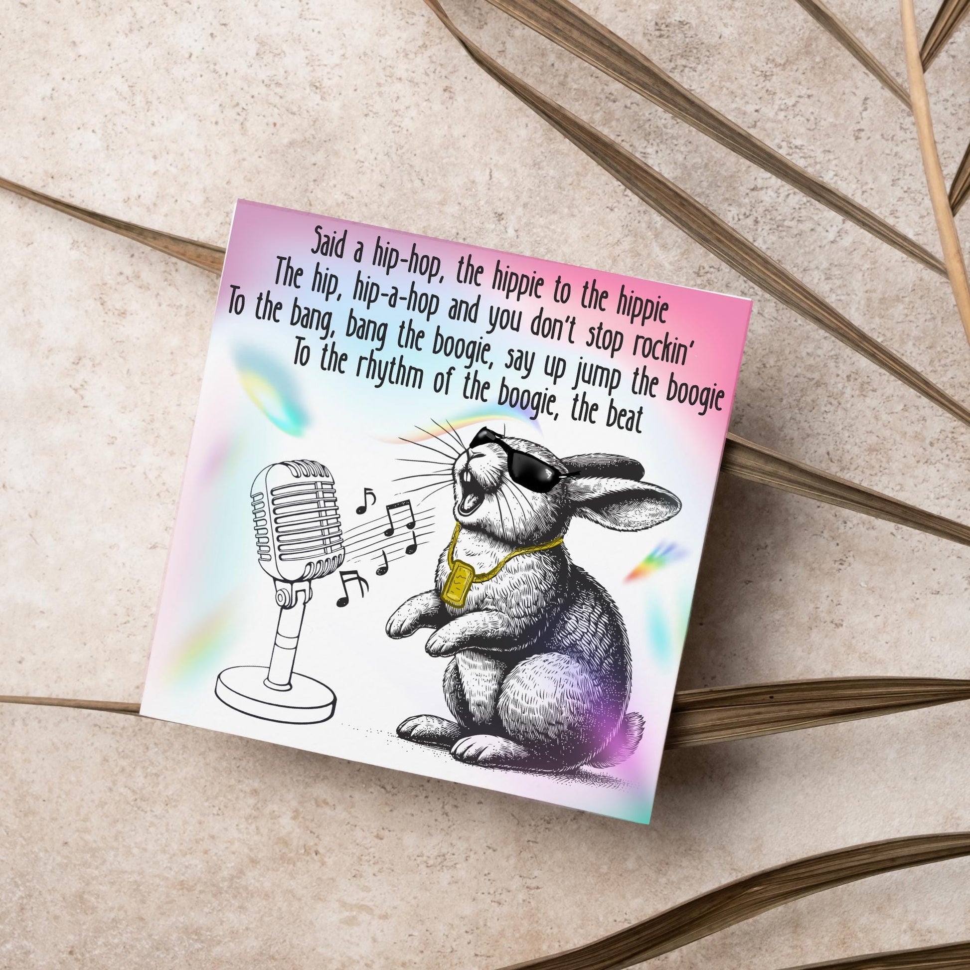 Hip Hop Bunny Card, Fun Party Card, Rabbit Card, Animal Themed Birthday, Rapper's Delight Card, Sugarhill Gang Card, Rap Card, Karaoke Card