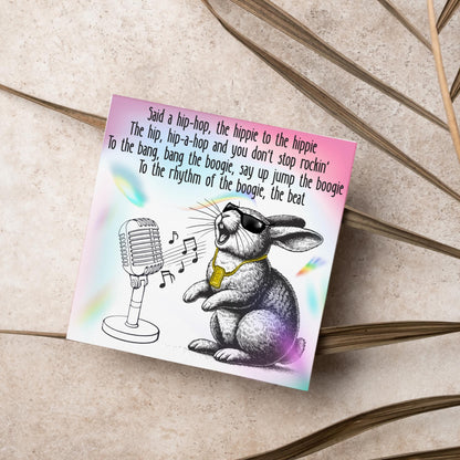 Hip Hop Bunny Card, Fun Party Card, Rabbit Card, Animal Themed Birthday, Rapper's Delight Card, Sugarhill Gang Card, Rap Card, Karaoke Card