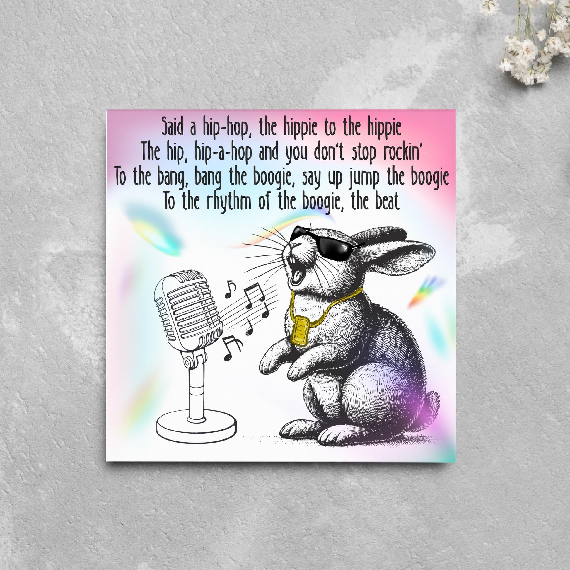 Hip Hop Bunny Card, Fun Party Card, Rabbit Card, Animal Themed Birthday, Rapper's Delight Card, Sugarhill Gang Card, Rap Card, Karaoke Card