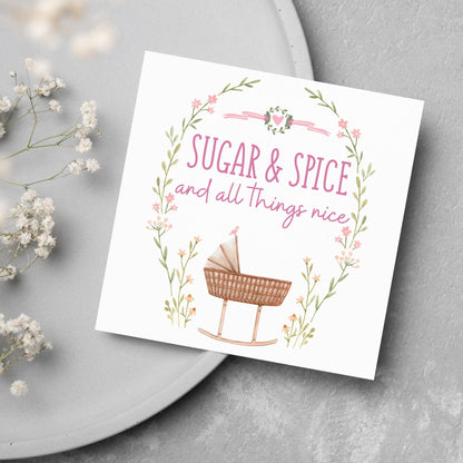 New Baby Card, It's a Girl, Baby Card, Congratulations, Birth Card, Baby Announcement, Congratulations Baby Girl, Birth Announcement Card