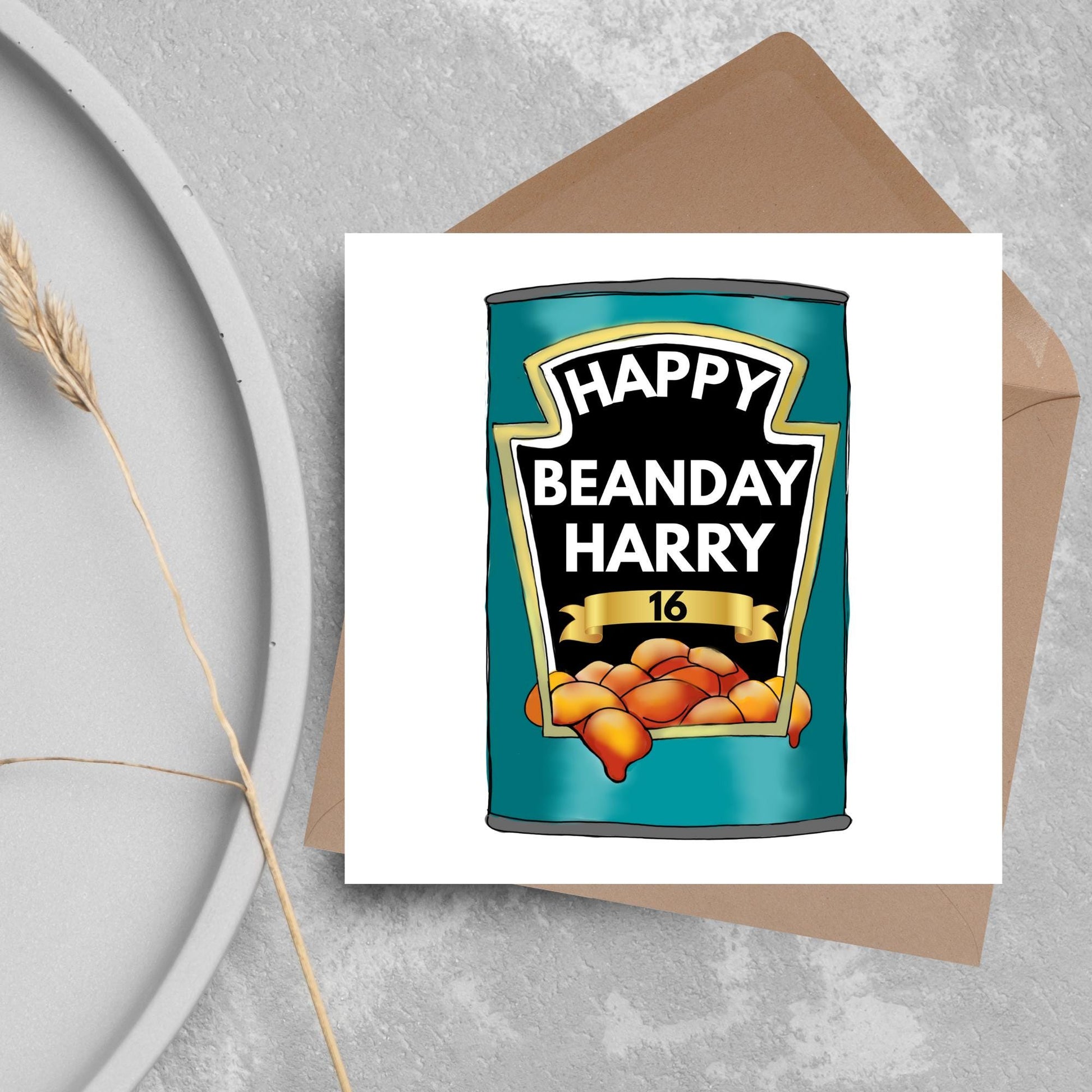 Personalised Birthday Beans Card, British Themed Birthday Card, Funny Birthday Card, Baked Beans Birthday, Name and Age Birthday Card