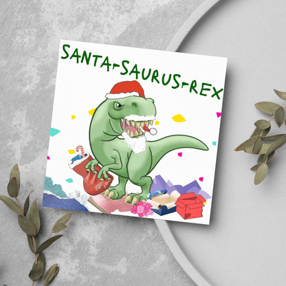 Dinosaur Christmas card, Tyrannosaurus Rex Xmas Card, T Rex, Cards for Him, Cards for Her, Cards for kids, Funny Childrens Christmas Card