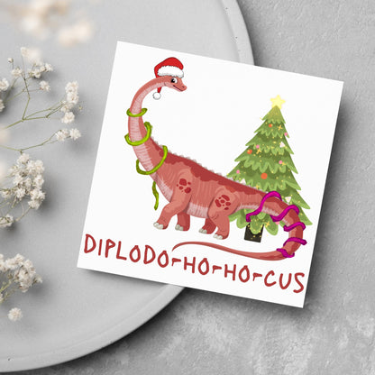Dinosaur Christmas card, Diplodocus Xmas Card, Diplodocus Dinosaur, Cards for Dinosaur lover, Cards for kids, Funny Childs Christmas Card