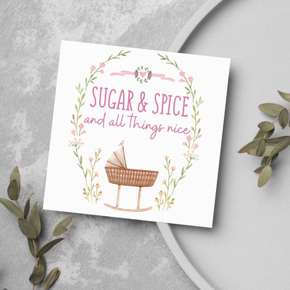 New Baby Card, It's a Girl, Baby Card, Congratulations, Birth Card, Baby Announcement, Congratulations Baby Girl, Birth Announcement Card