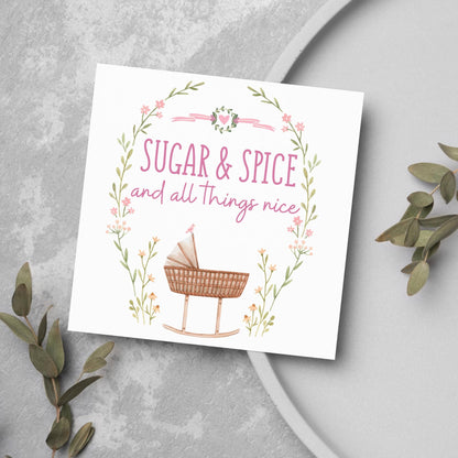 New Baby Card, It's a Girl, Baby Card, Congratulations, Birth Card, Baby Announcement, Congratulations Baby Girl, Birth Announcement Card