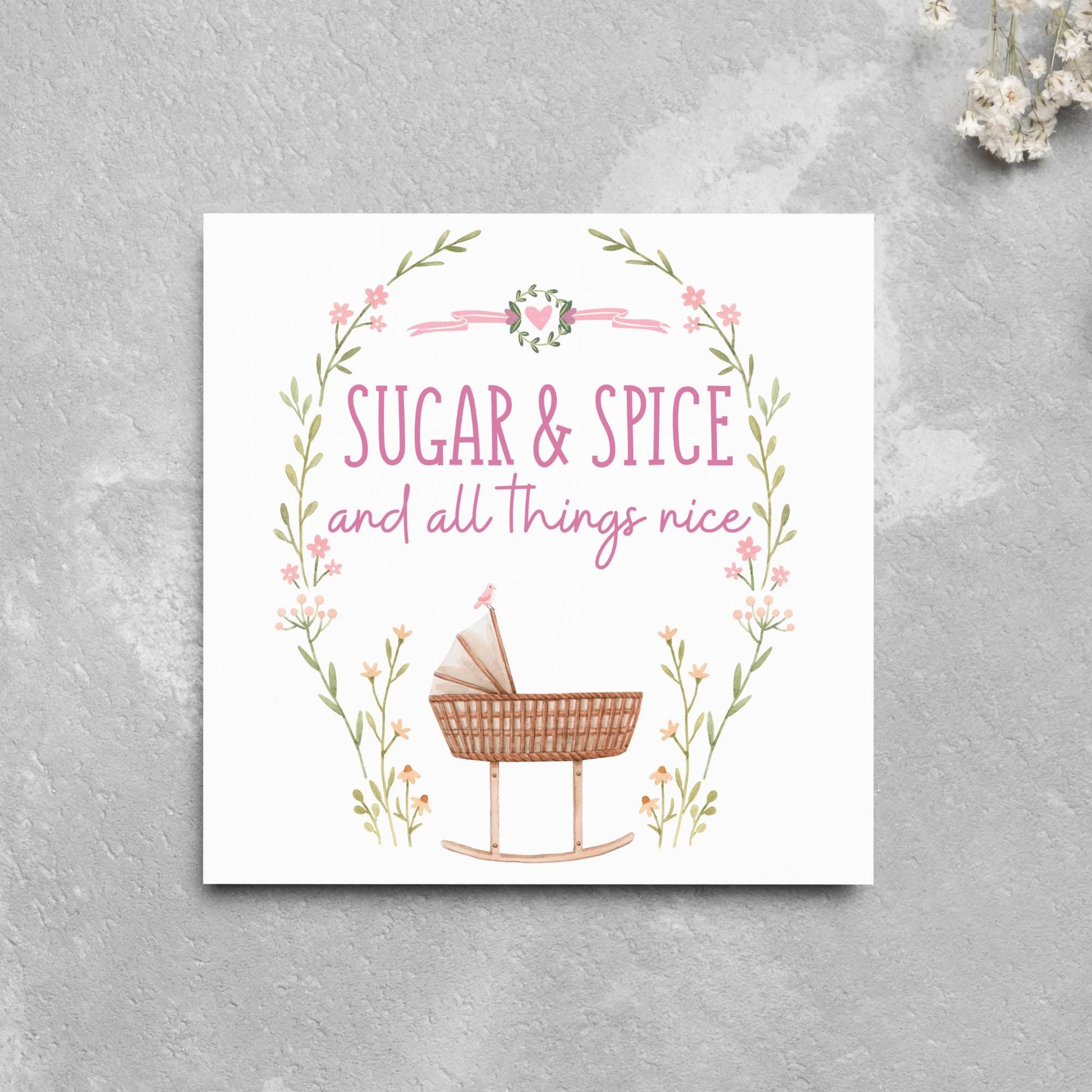 New Baby Card, It's a Girl, Baby Card, Congratulations, Birth Card, Baby Announcement, Congratulations Baby Girl, Birth Announcement Card