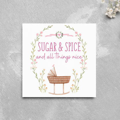 New Baby Card, It's a Girl, Baby Card, Congratulations, Birth Card, Baby Announcement, Congratulations Baby Girl, Birth Announcement Card