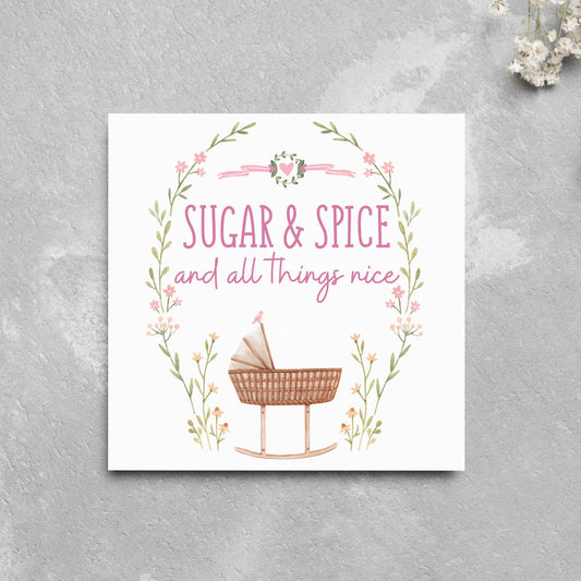 New Baby Card, It's a Girl, Baby Card, Congratulations, Birth Card, Baby Announcement, Congratulations Baby Girl, Birth Announcement Card