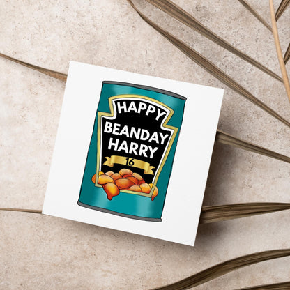 Personalised Birthday Beans Card, British Themed Birthday Card, Funny Birthday Card, Baked Beans Birthday, Name and Age Birthday Card