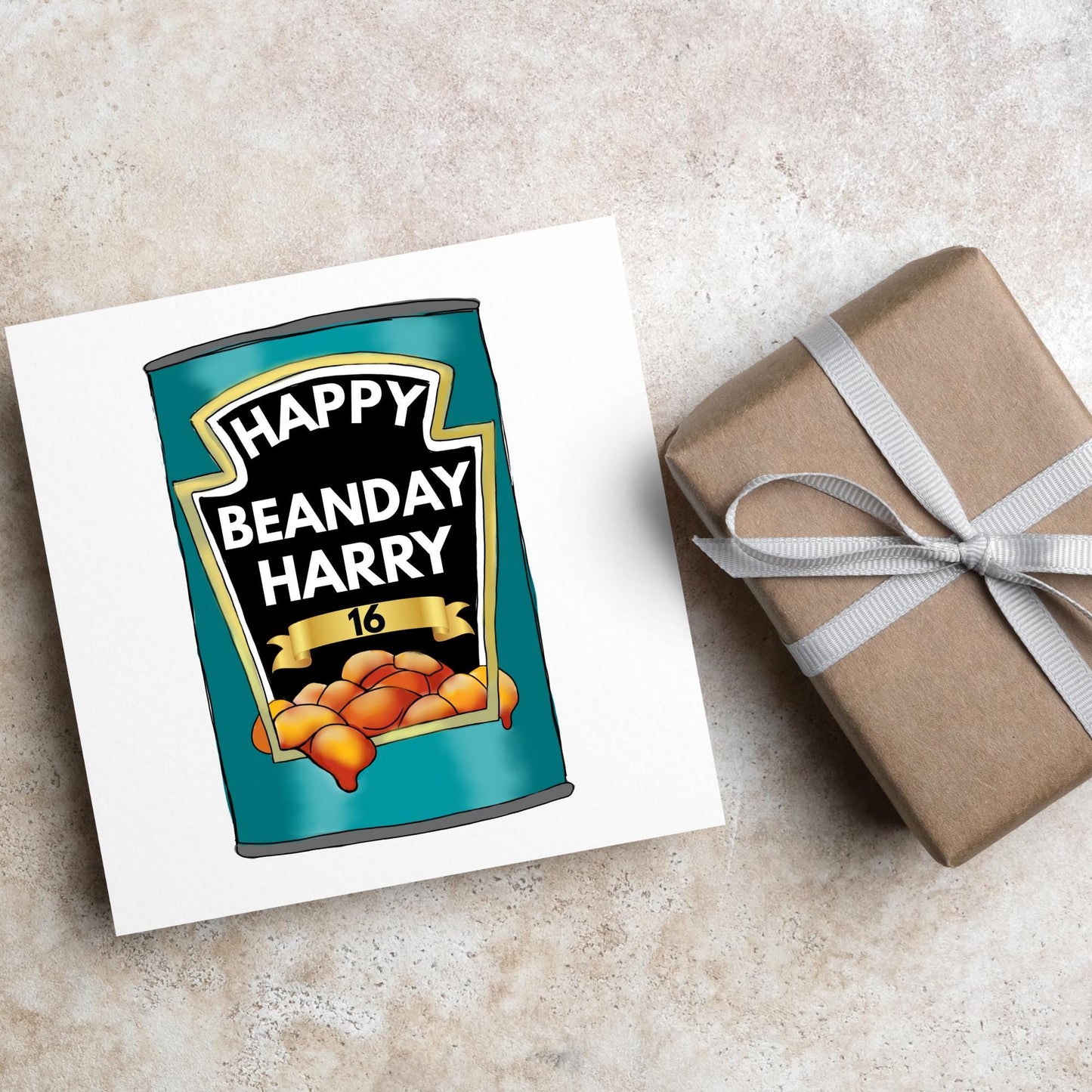 Personalised Birthday Beans Card, British Themed Birthday Card, Funny Birthday Card, Baked Beans Birthday, Name and Age Birthday Card