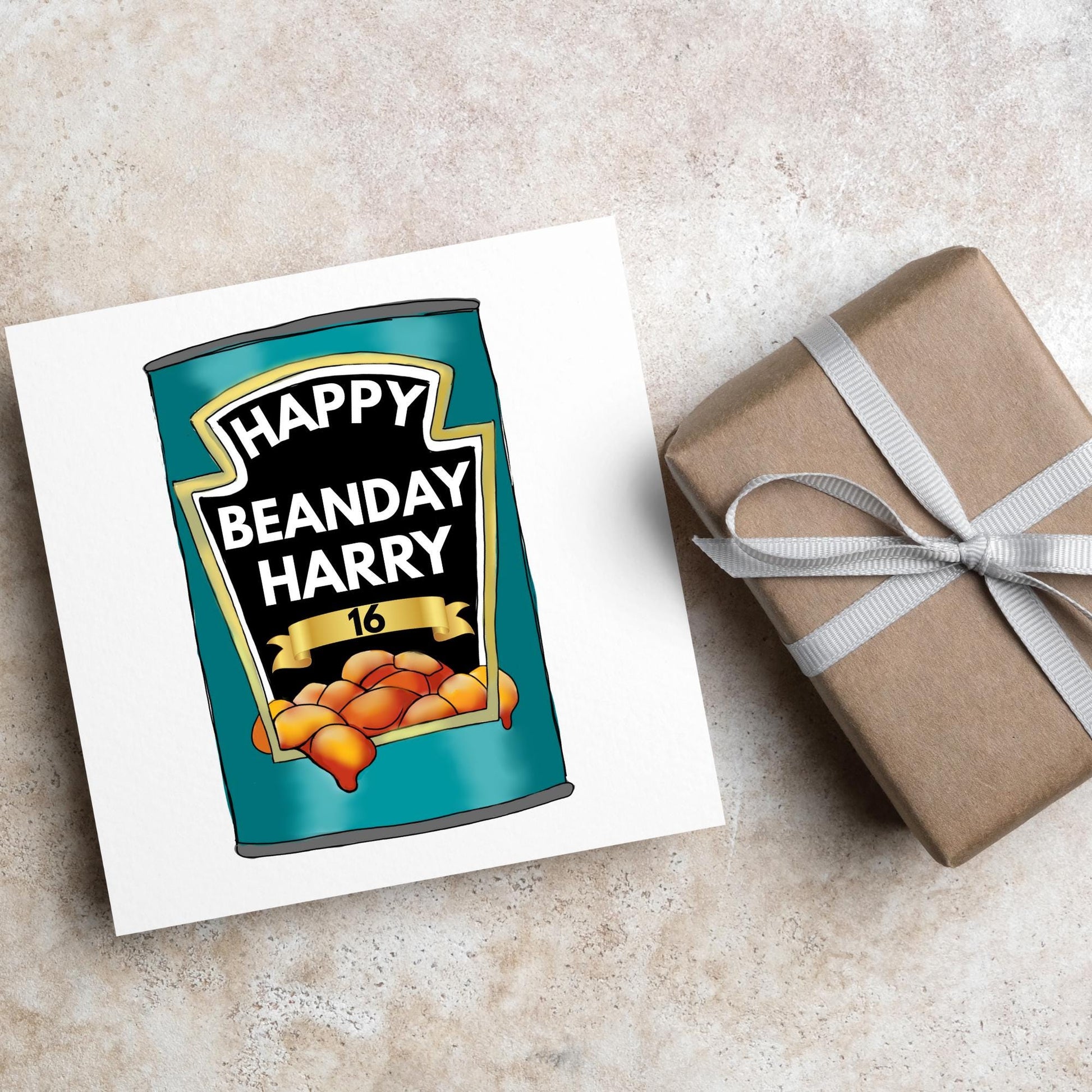 Personalised Birthday Beans Card, British Themed Birthday Card, Funny Birthday Card, Baked Beans Birthday, Name and Age Birthday Card