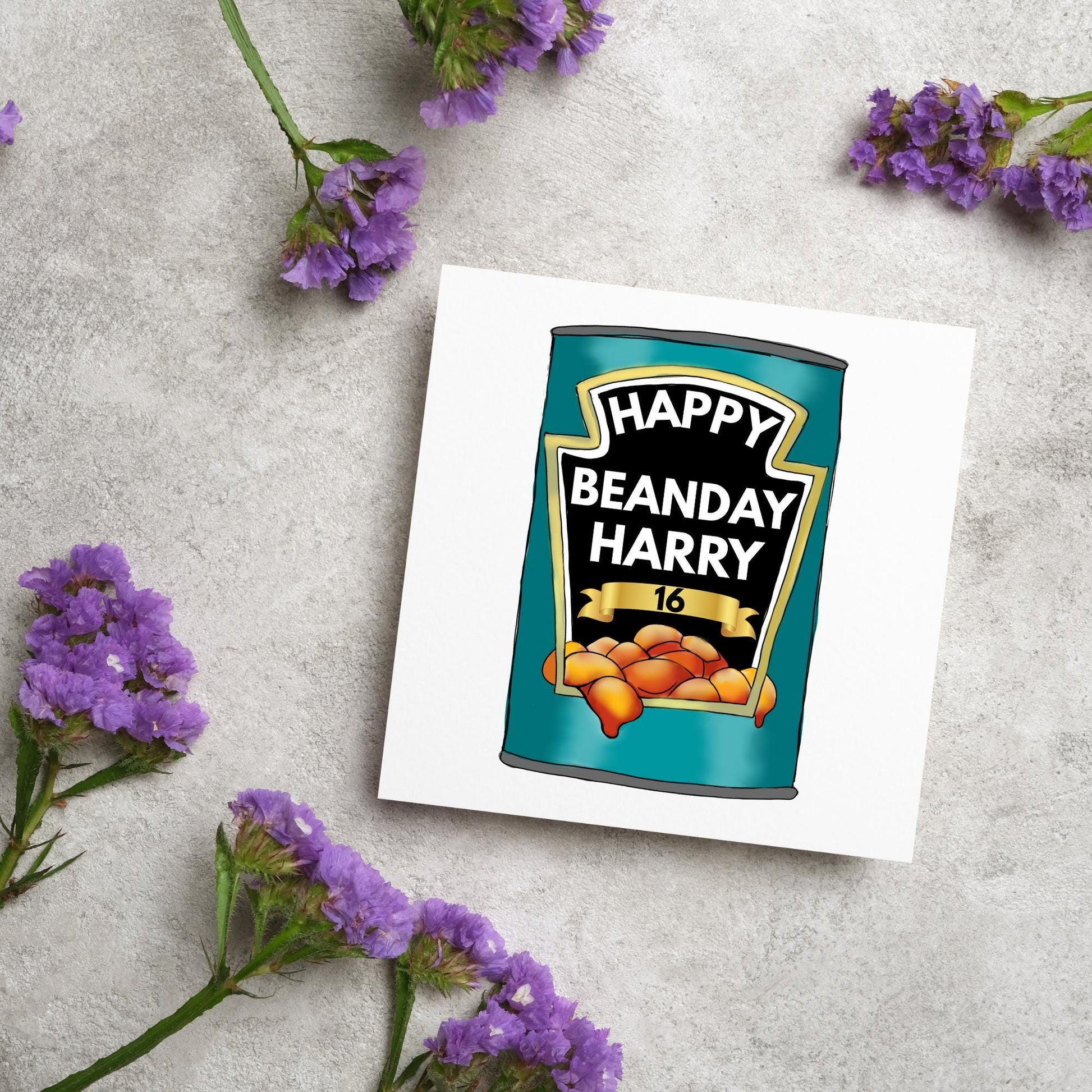 Personalised Birthday Beans Card, British Themed Birthday Card, Funny Birthday Card, Baked Beans Birthday, Name and Age Birthday Card