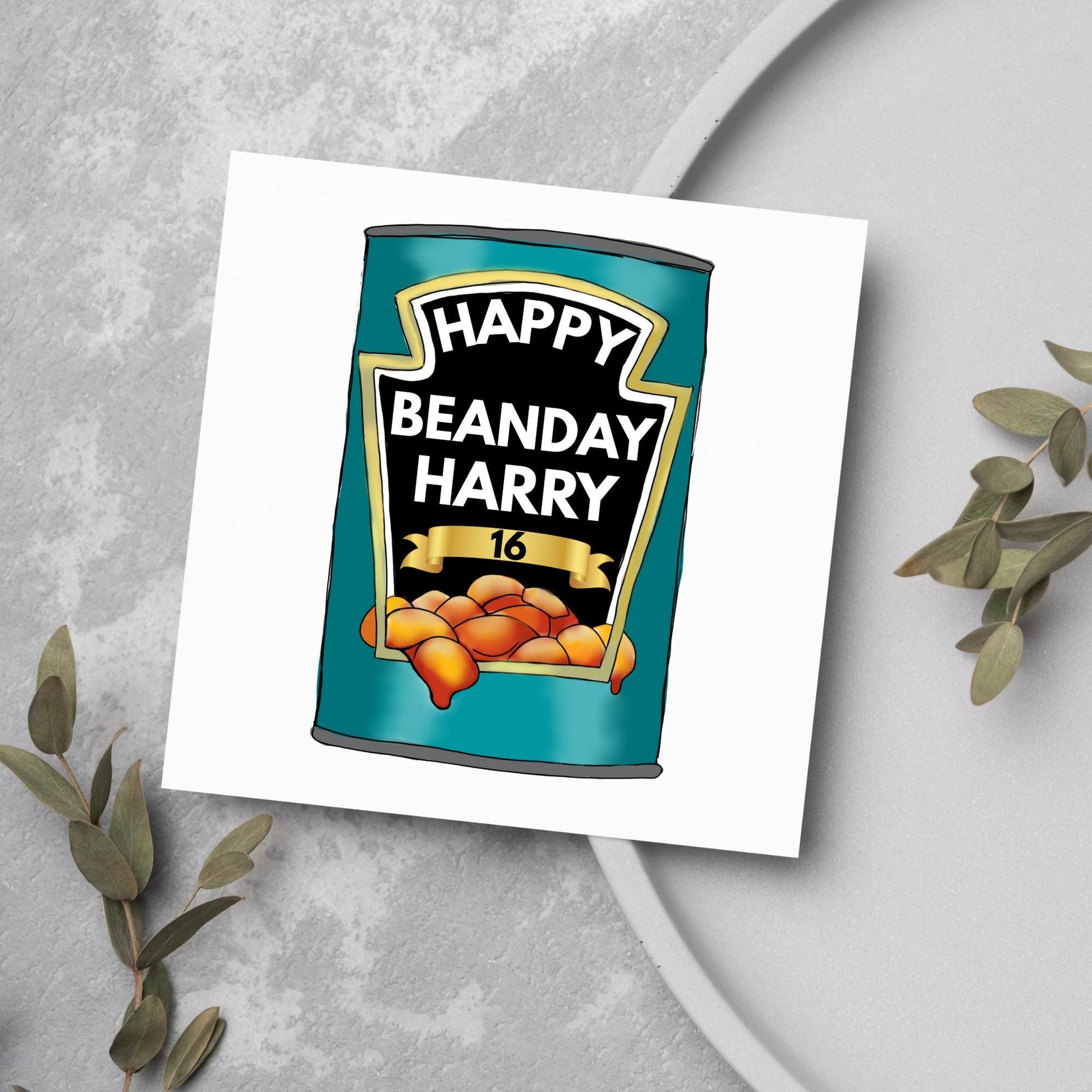 Personalised Birthday Beans Card, British Themed Birthday Card, Funny Birthday Card, Baked Beans Birthday, Name and Age Birthday Card