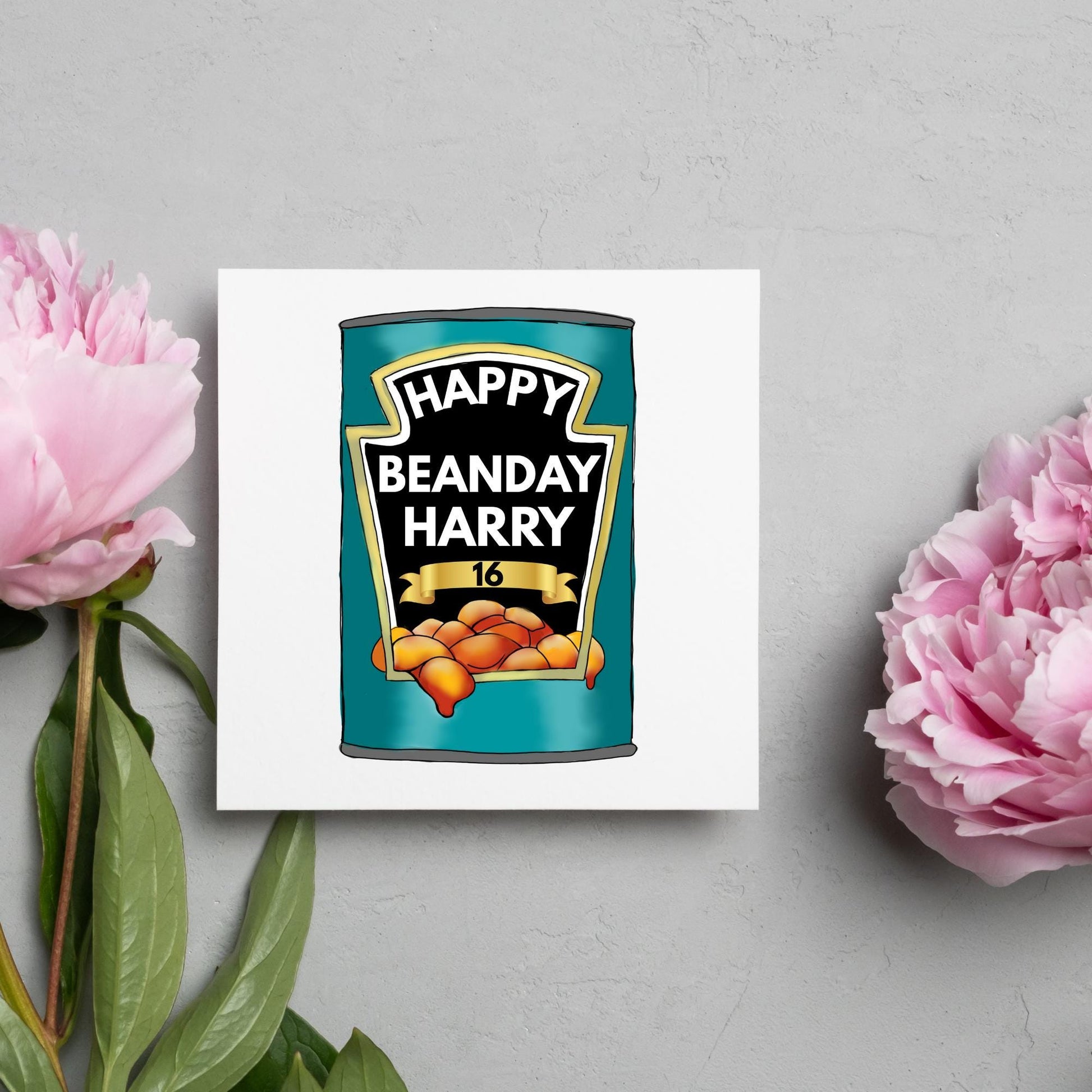 Personalised Birthday Beans Card, British Themed Birthday Card, Funny Birthday Card, Baked Beans Birthday, Name and Age Birthday Card