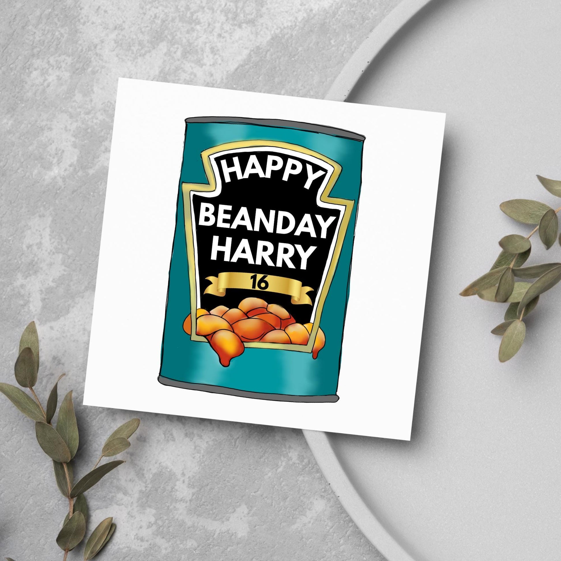 Personalised Birthday Beans Card, British Themed Birthday Card, Funny Birthday Card, Baked Beans Birthday, Name and Age Birthday Card
