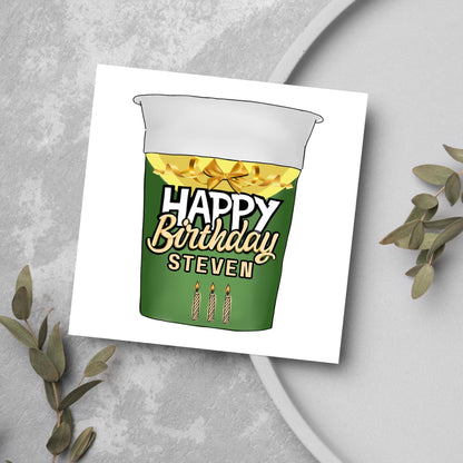 Personalised British Themed Birthday Card, Funny Birthday Card, Birthday, Name Birthday Card, Foodie Card, Custom Noodles Birthday Card