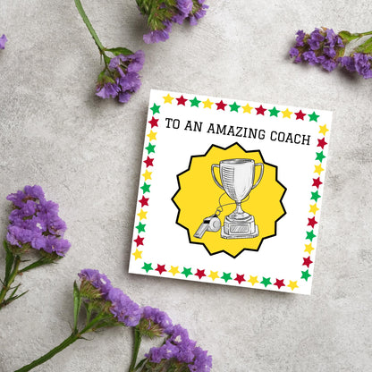 Thank You Coach Card, Team Coach Card, Card for Football Coach, Basketball Coach, Swim Coach, Rugby Coach, Thanks Coach Card