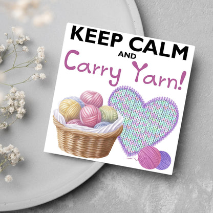 Knitting Card, Birthday Card for Knitter, Birthday Card for Mum, Yarn, Keep Calm Card, Wool Card, Card for Nan, Crochet Card, Blank Card