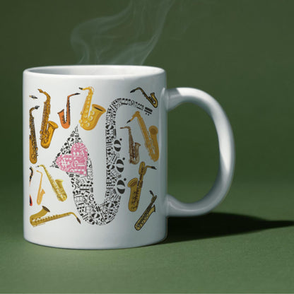 Saxophone Mug, Mug for Musician, Brass Band Mug, Orchestra Mug, Music Mug, Gift for Musician, Band Mug, Saxophone Player Gift Mug