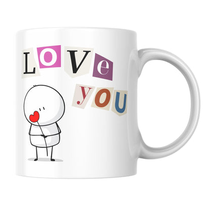 Cartoon I love you printed Mug, 11oz Printed Mug I love you, Mug for boyfriend, Mug for Husband
