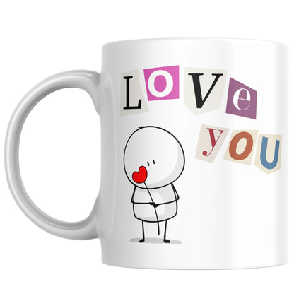 Cartoon I love you printed Mug, 11oz Printed Mug I love you, Mug for boyfriend, Mug for Husband
