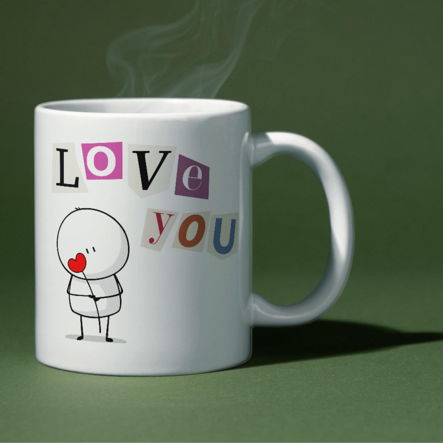 Cartoon I love you printed Mug, 11oz Printed Mug I love you, Mug for boyfriend, Mug for Husband