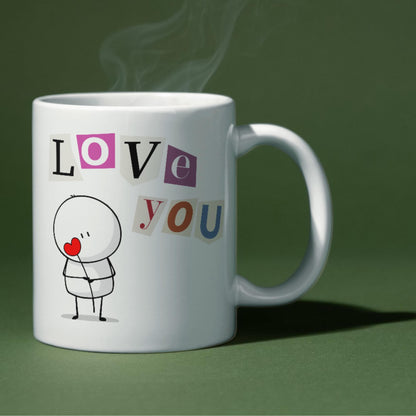 Cartoon I love you printed Mug, 11oz Printed Mug I love you, Mug for boyfriend, Mug for Husband