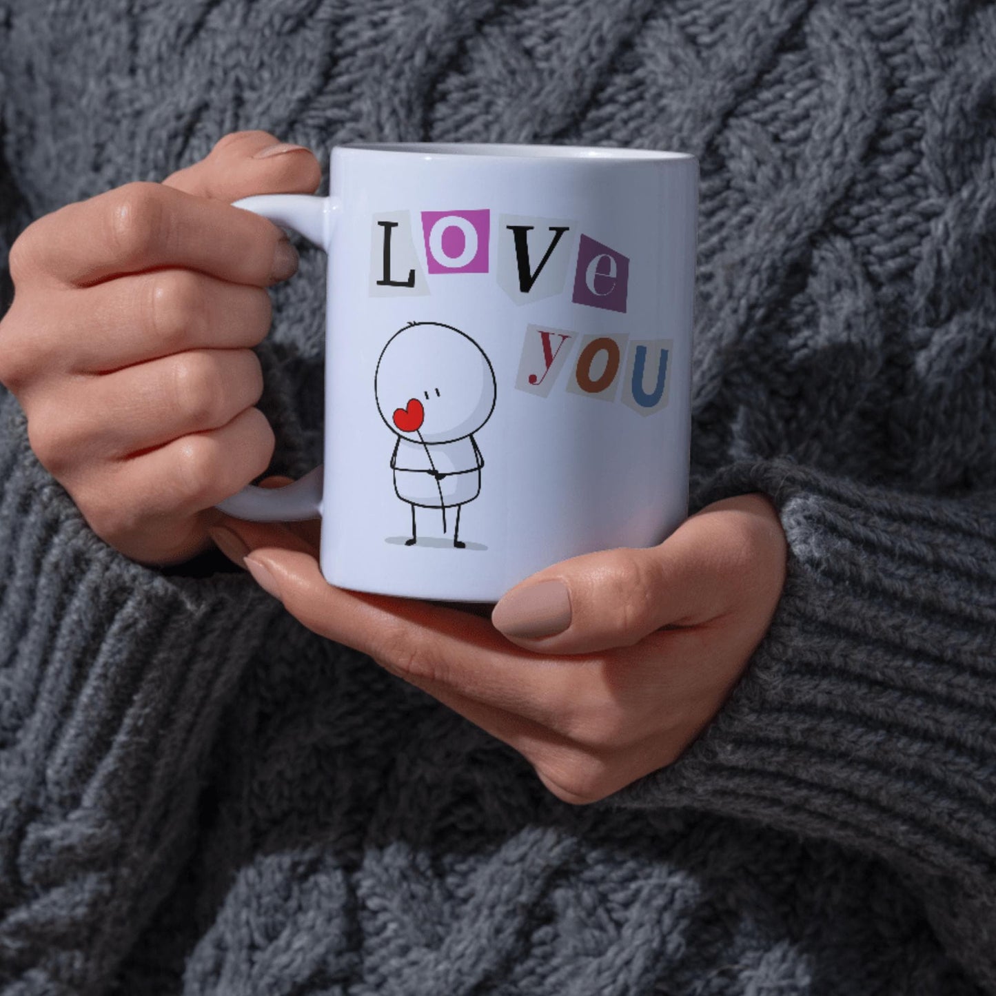 Cartoon I love you printed Mug, 11oz Printed Mug I love you, Mug for boyfriend, Mug for Husband