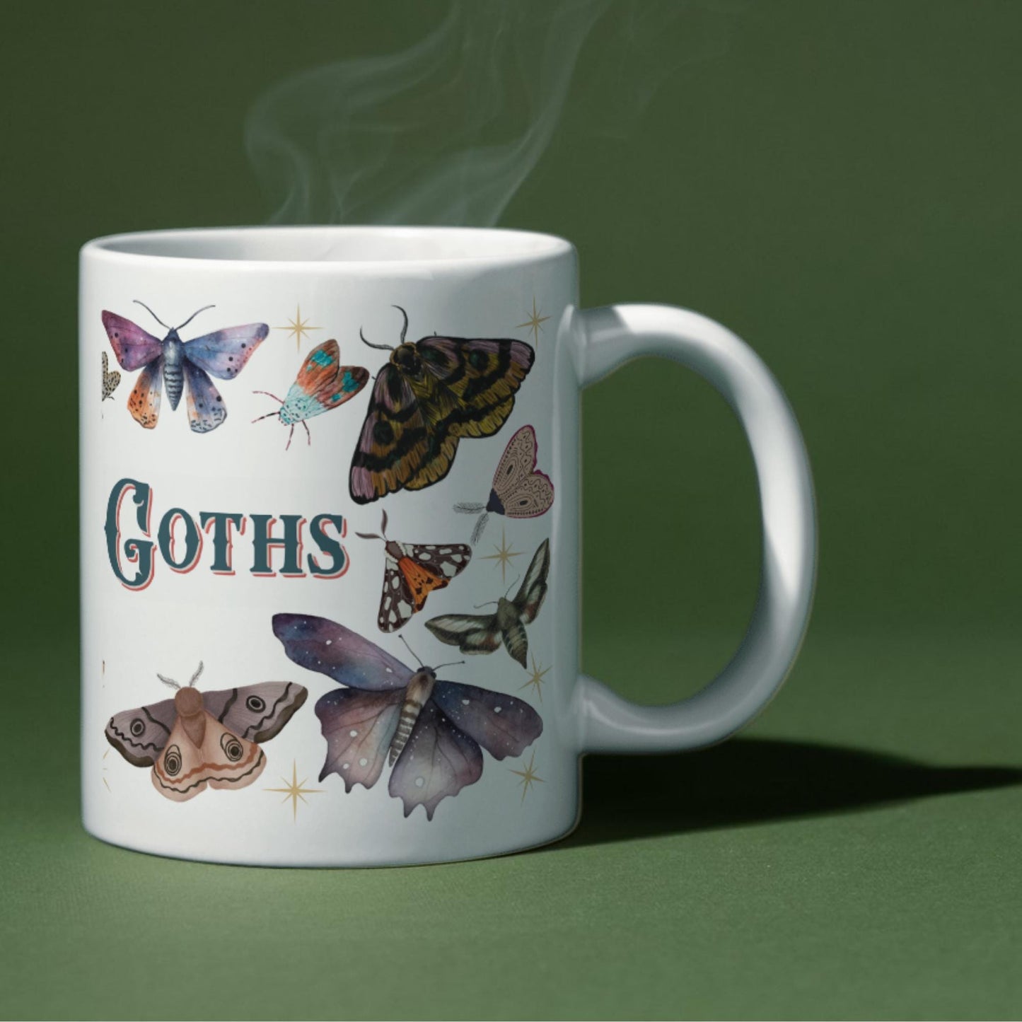 Gothic Moth Mug, Moths are Goths, Witch Mug, Great Gift Mug, Wicca Mug, Lepidopterist Gift, Secret Santa, Moth Lover Gift