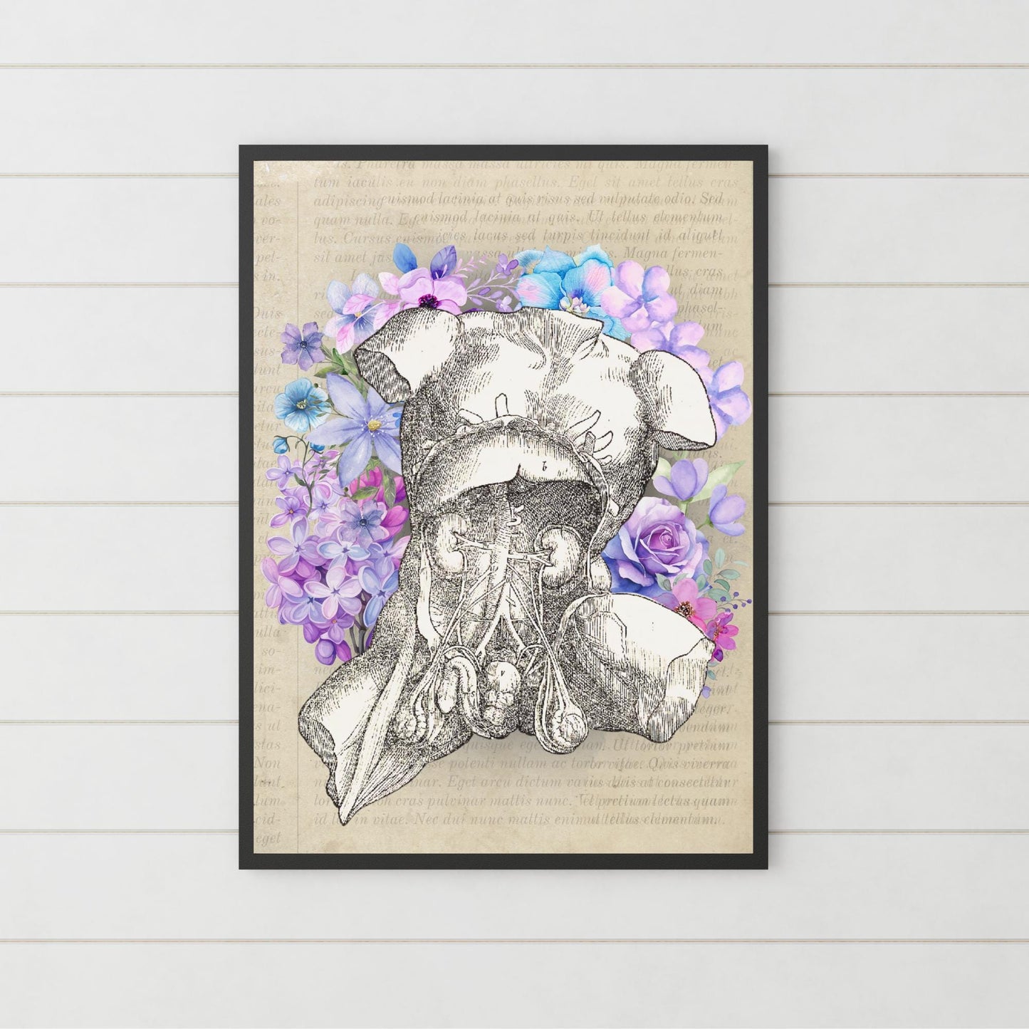 Andreas Vesalius Art, Biology Wall Art, A4 Print, High Quality Anatomy Wall Art, Floral Anatomy Poster, Gothic Wall Art, Corporis Fabrica