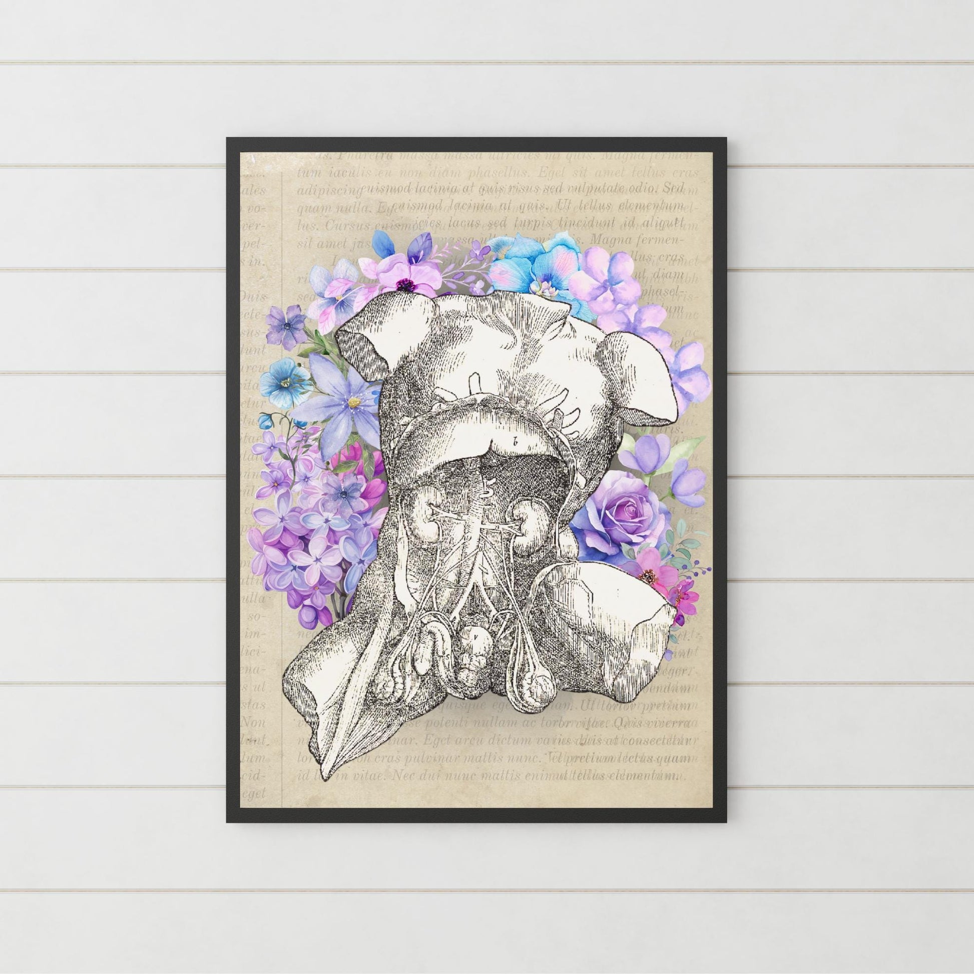 Andreas Vesalius Art, Biology Wall Art, A4 Print, High Quality Anatomy Wall Art, Floral Anatomy Poster, Gothic Wall Art, Corporis Fabrica